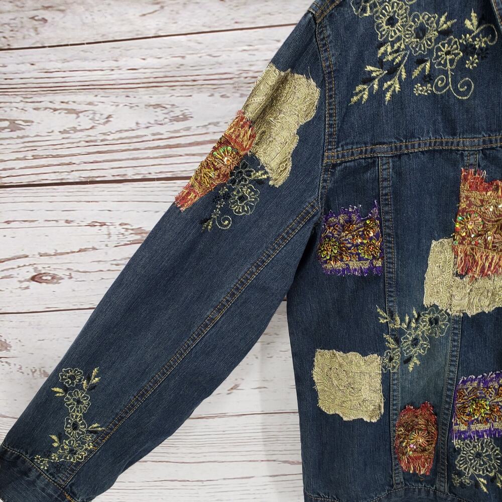 Chico's Women's Embroidered Patchwork Button Fron… - image 4